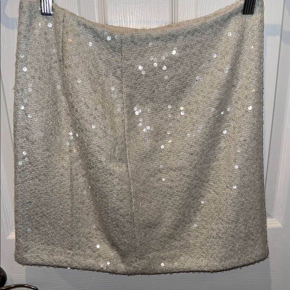 Elegant Sequin-Embellished Gray Skirt sz 8